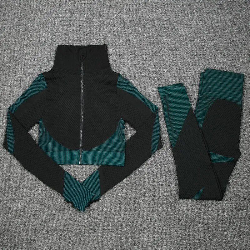 Seamless Women Yoga Sets Female Sport Gym Suits Wear Running Clothes Women Fitness Sport Gym Set Women Long Sleeve Yoga Clothing