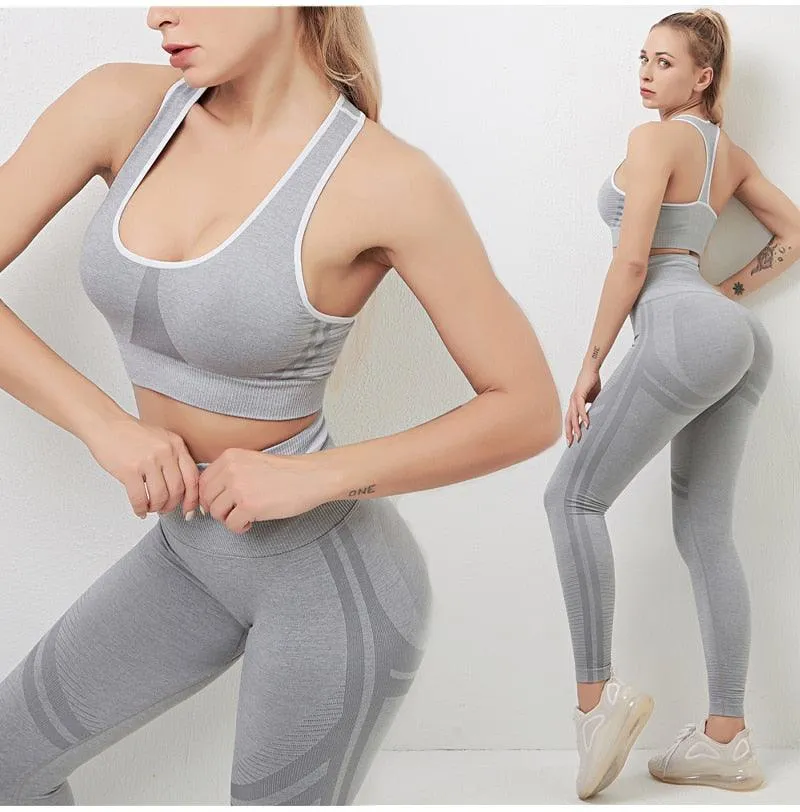 Seamless Women Yoga Sets Fitness Bra   High Waist Leggings
