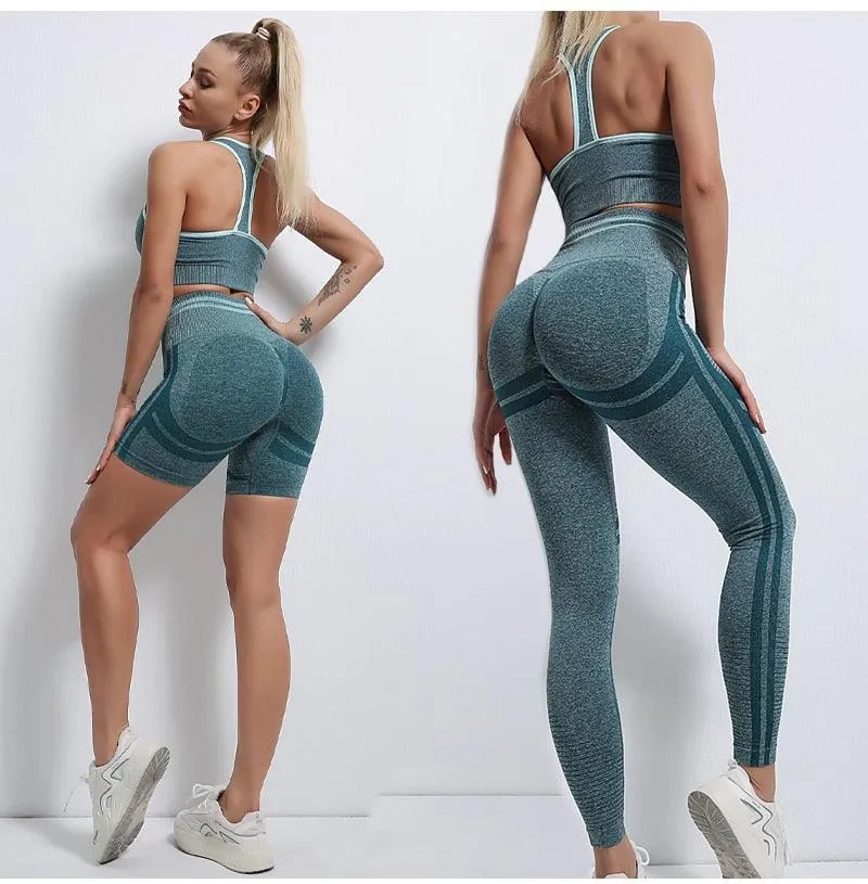 Seamless Women Yoga Sets Fitness Bra   High Waist Leggings