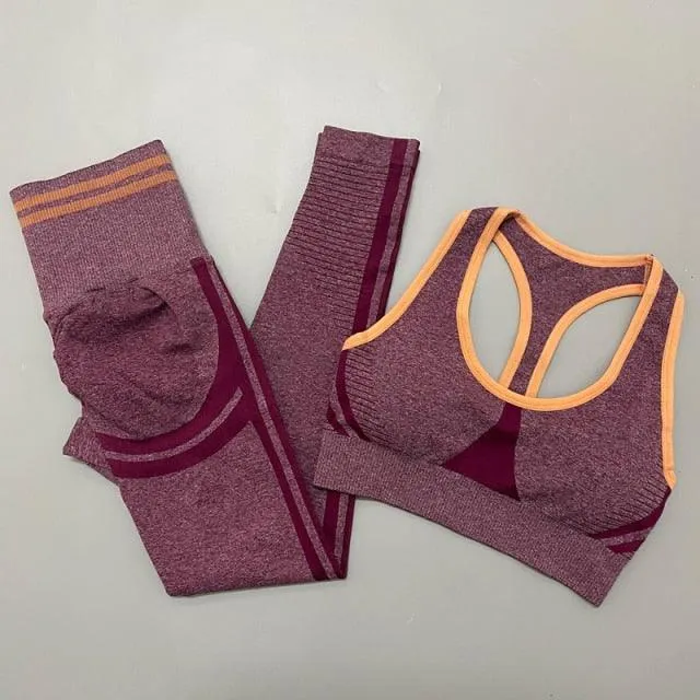 Seamless Women Yoga Sets Fitness Bra   High Waist Leggings