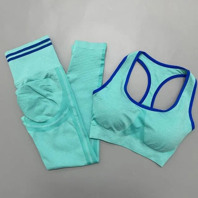 Seamless Women Yoga Sets Fitness Bra   High Waist Leggings