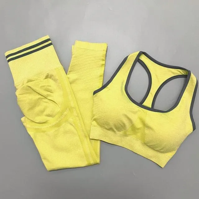 Seamless Women Yoga Sets Fitness Bra   High Waist Leggings