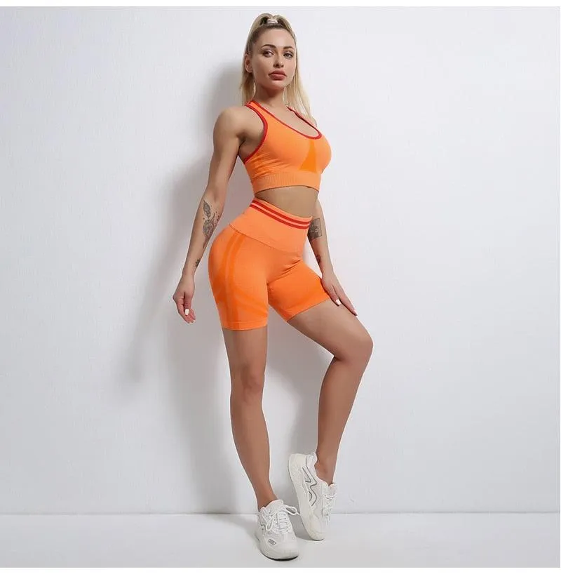 Seamless Women Yoga Sets Fitness Bra   High Waist Leggings