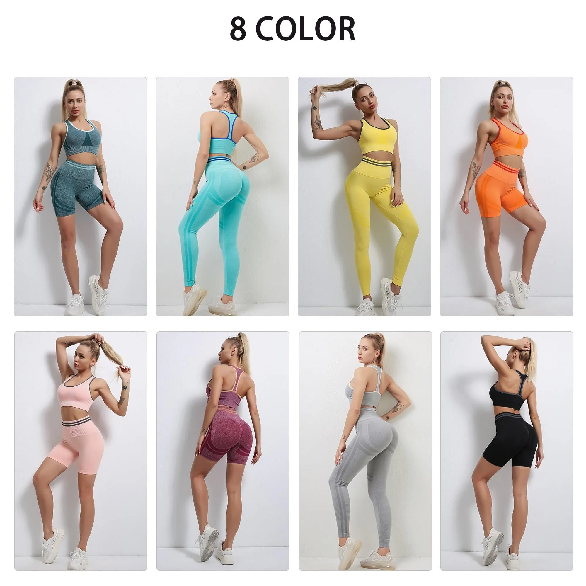 Seamless Women Yoga Sets Fitness Bra   High Waist Leggings