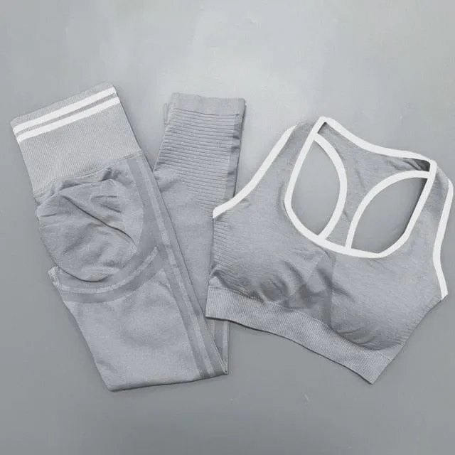 Seamless Women Yoga Sets Fitness Bra   High Waist Leggings