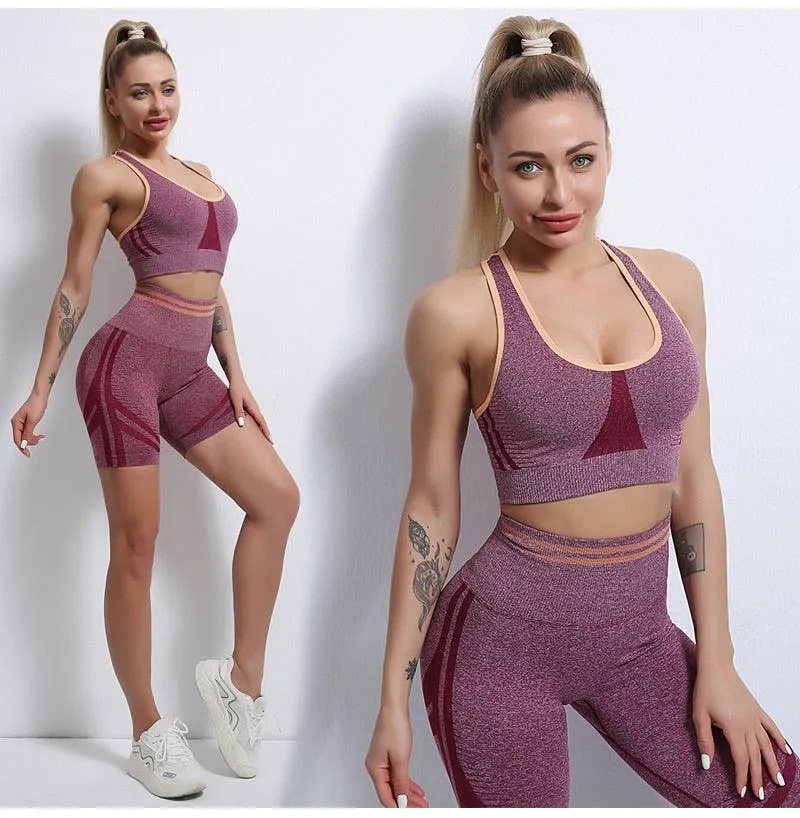 Seamless Women Yoga Sets Fitness Bra   High Waist Leggings