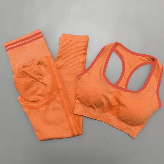 Seamless Women Yoga Sets Fitness Bra   High Waist Leggings