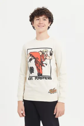 Senior Boys Beige Street Fighter Sweatshirt