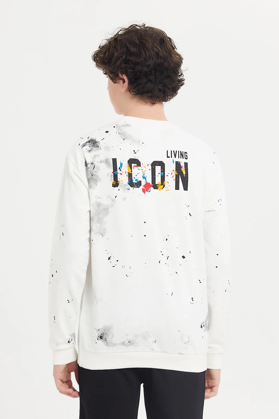 Senior Boys White Icon Aop Oversize Sweatshirt