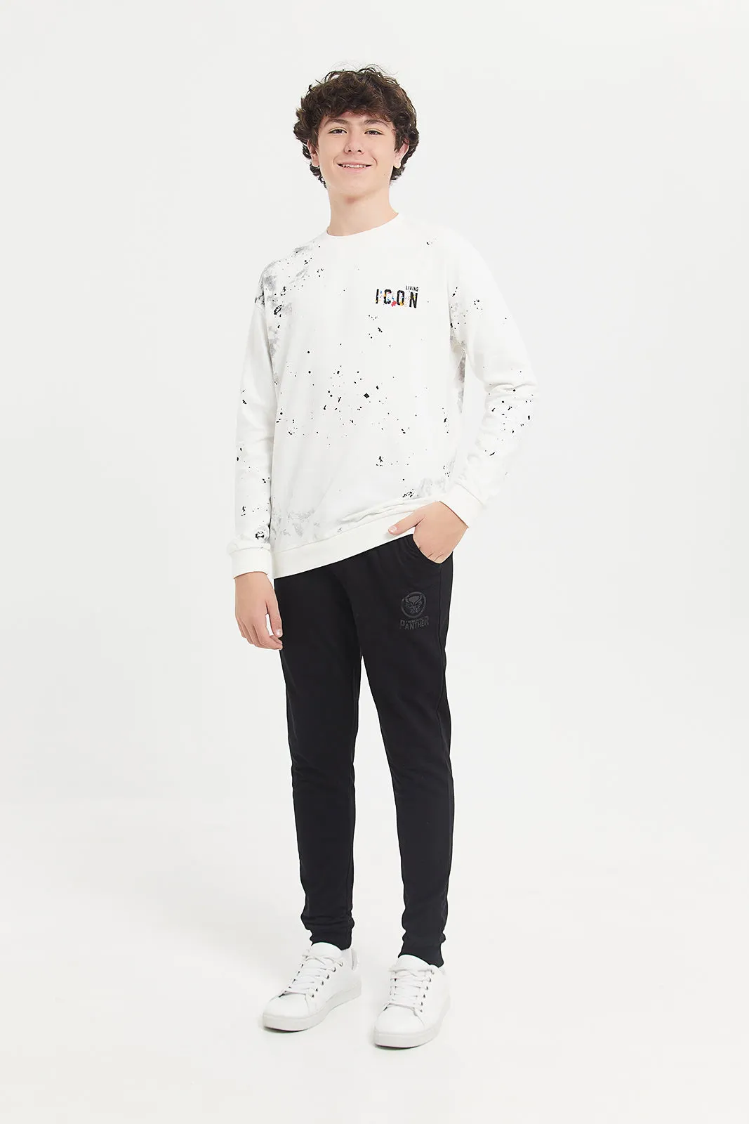 Senior Boys White Icon Aop Oversize Sweatshirt