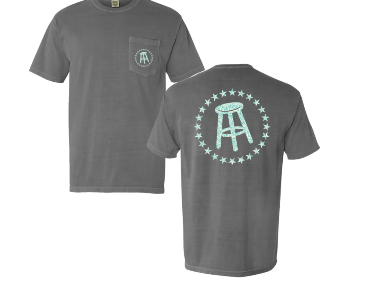 Stools and Star Pocket Tee - Granite