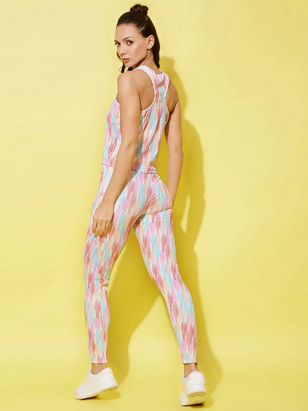 StyleStone Women's Multi Colored Printed Gym Wear Set