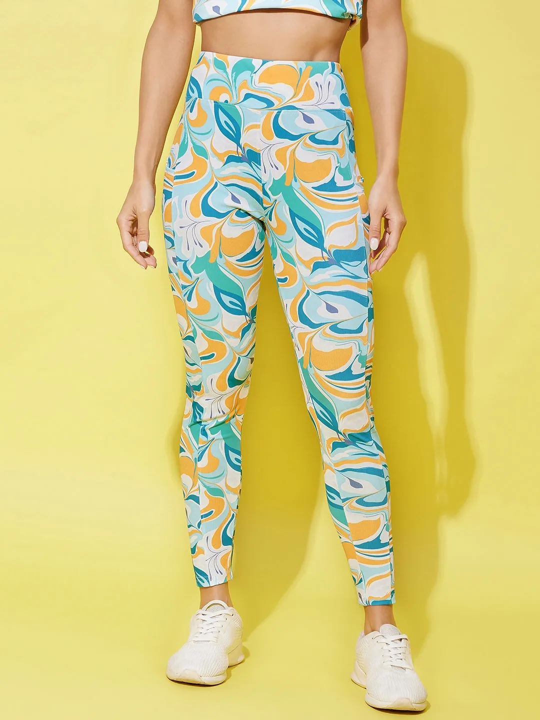 StyleStone Women's Multi Colored Printed Gym Wear Set