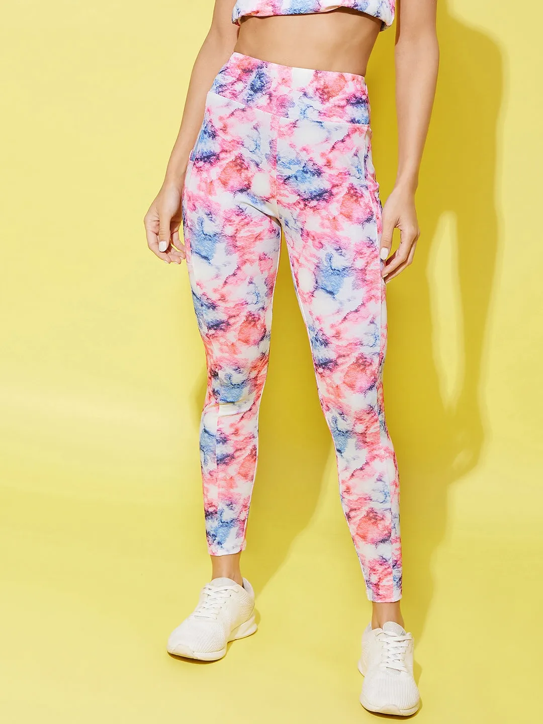 StyleStone Women's Multi Colored Printed Gym Wear Set
