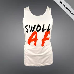 SWOLL AF BEACH White Tank Top - Stylish Sleeveless Shirt for Fitness Enthusiasts
