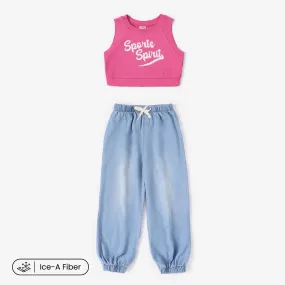 Toddler/Kid Girl 2pcs Cooling Denim Tank Top and Jeans Set