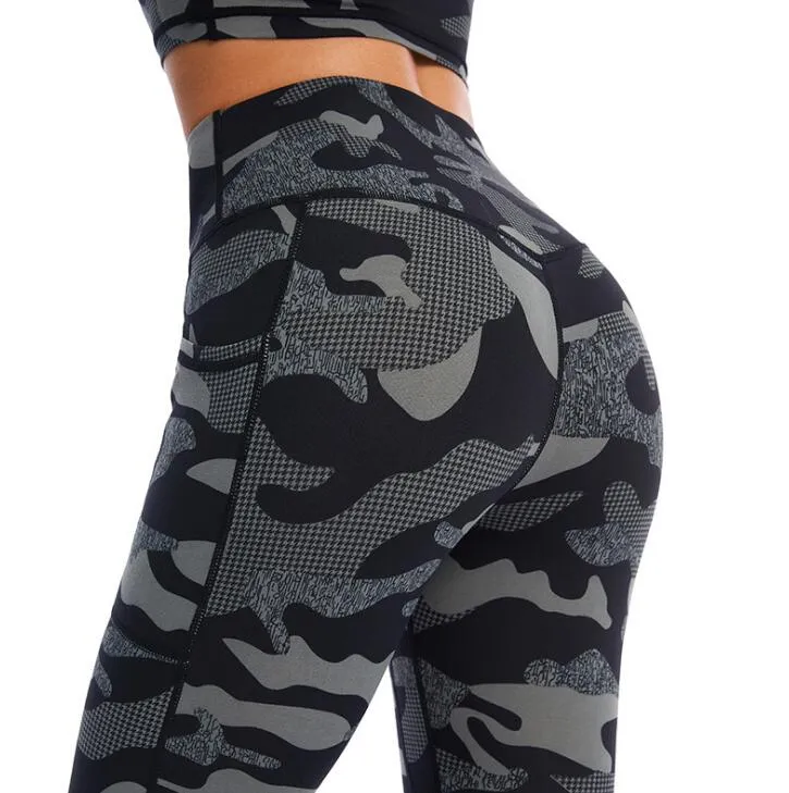 Women Camouflage Printed Yoga Suit Fitness Workout Set