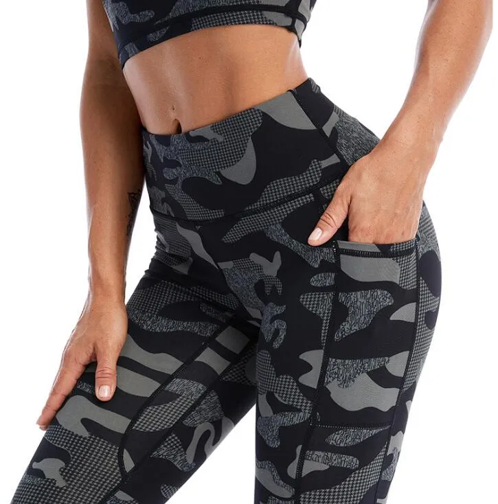 Women Camouflage Printed Yoga Suit Fitness Workout Set