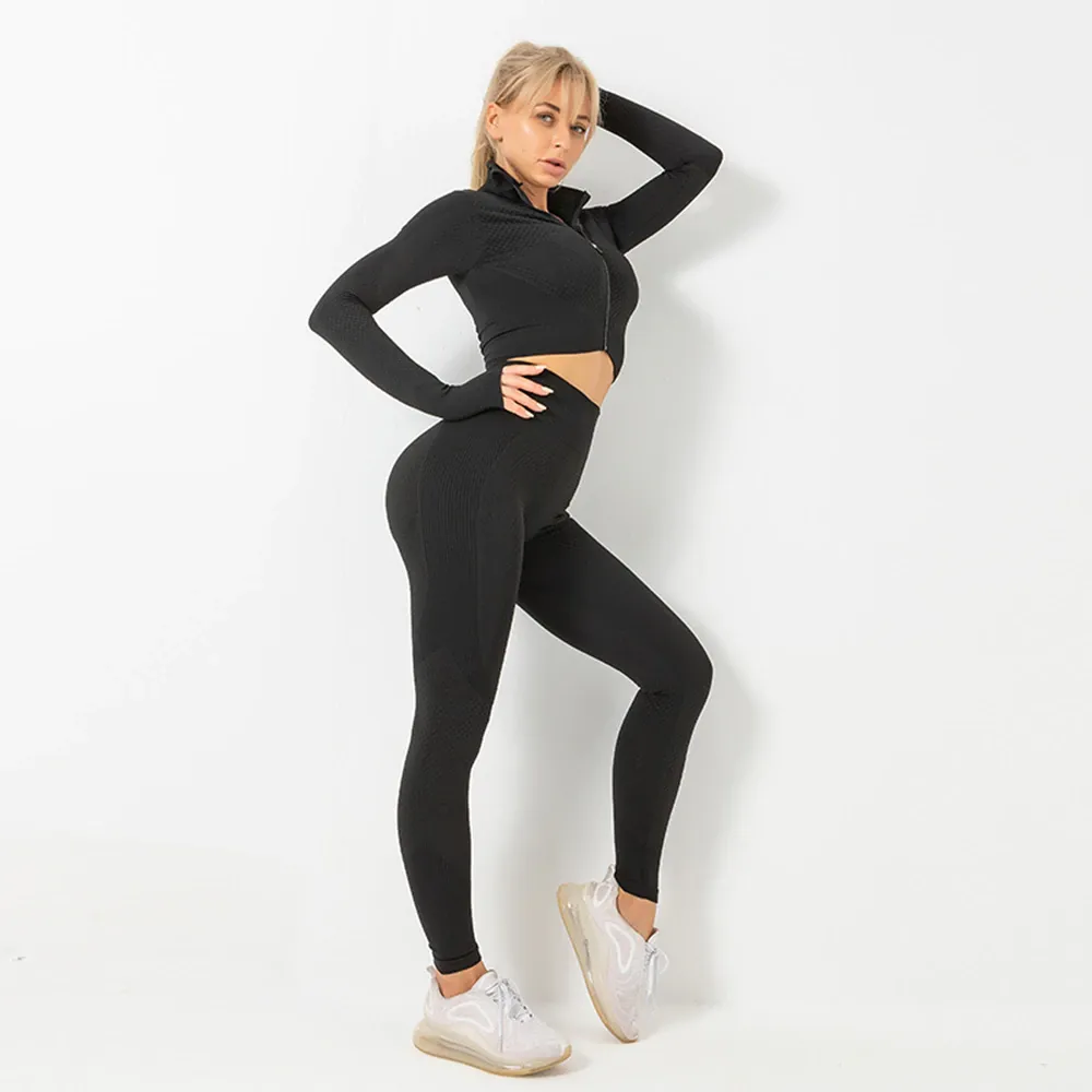 Women Fitness Sports Yoga Suit Seamless Women Yoga Set ( 3 Piece )