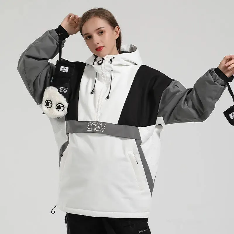 Women Insulated Anorak Jacket Hotian Reflective Stripe Snow Coat