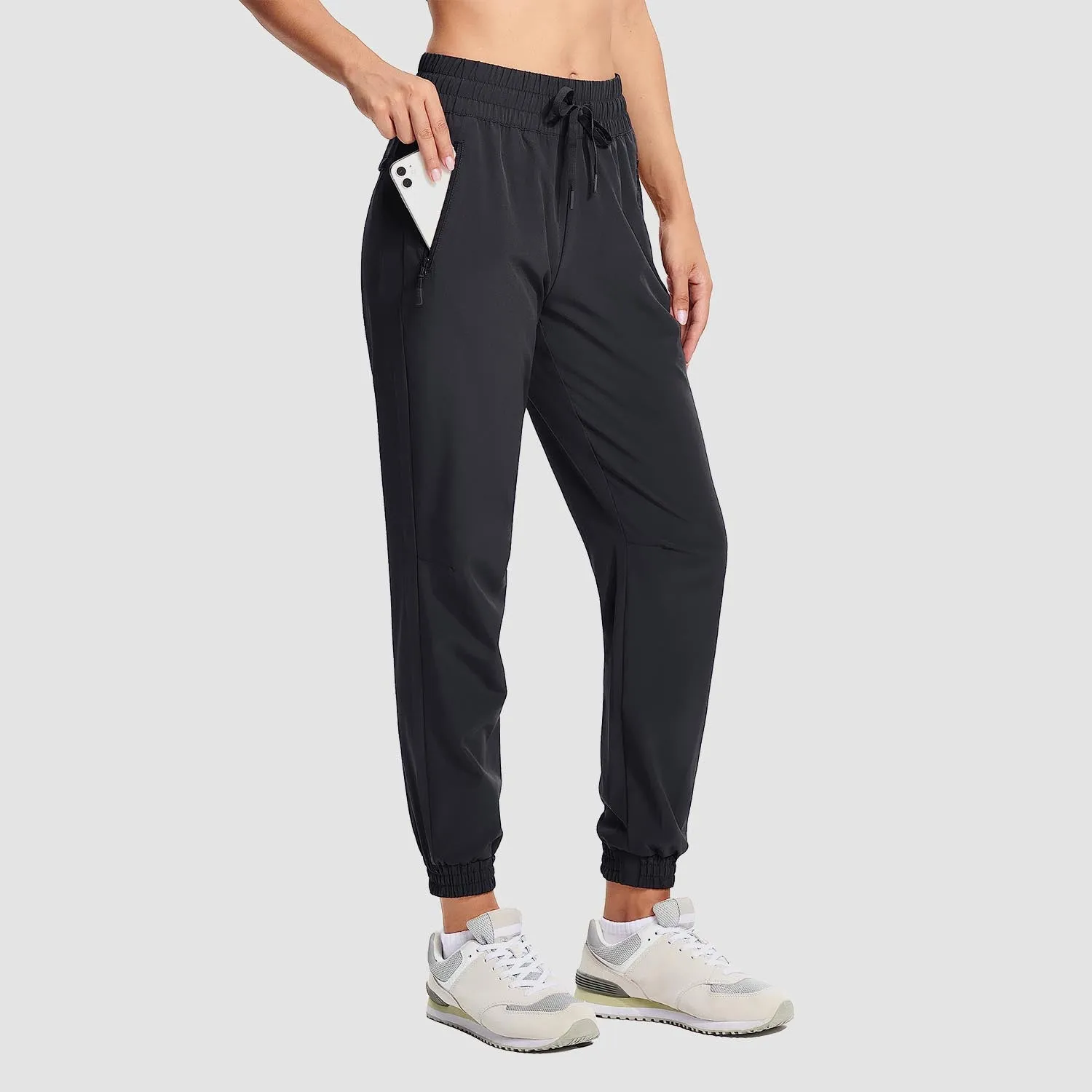 Women's Hiking Joggers Lightweight Running Pants Water Resistant Athletic Tapered Travel Sweatpants Pockets