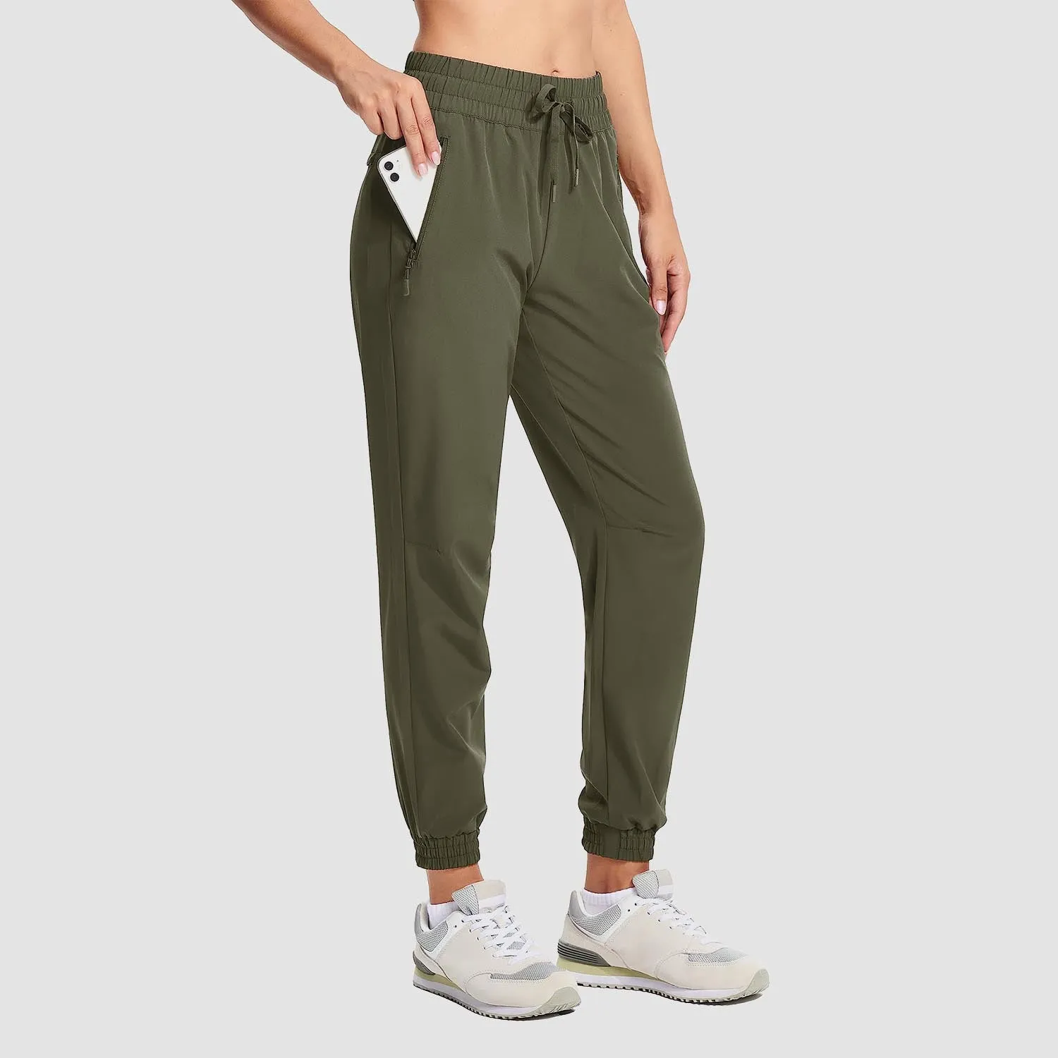 Women's Hiking Joggers Lightweight Running Pants Water Resistant Athletic Tapered Travel Sweatpants Pockets