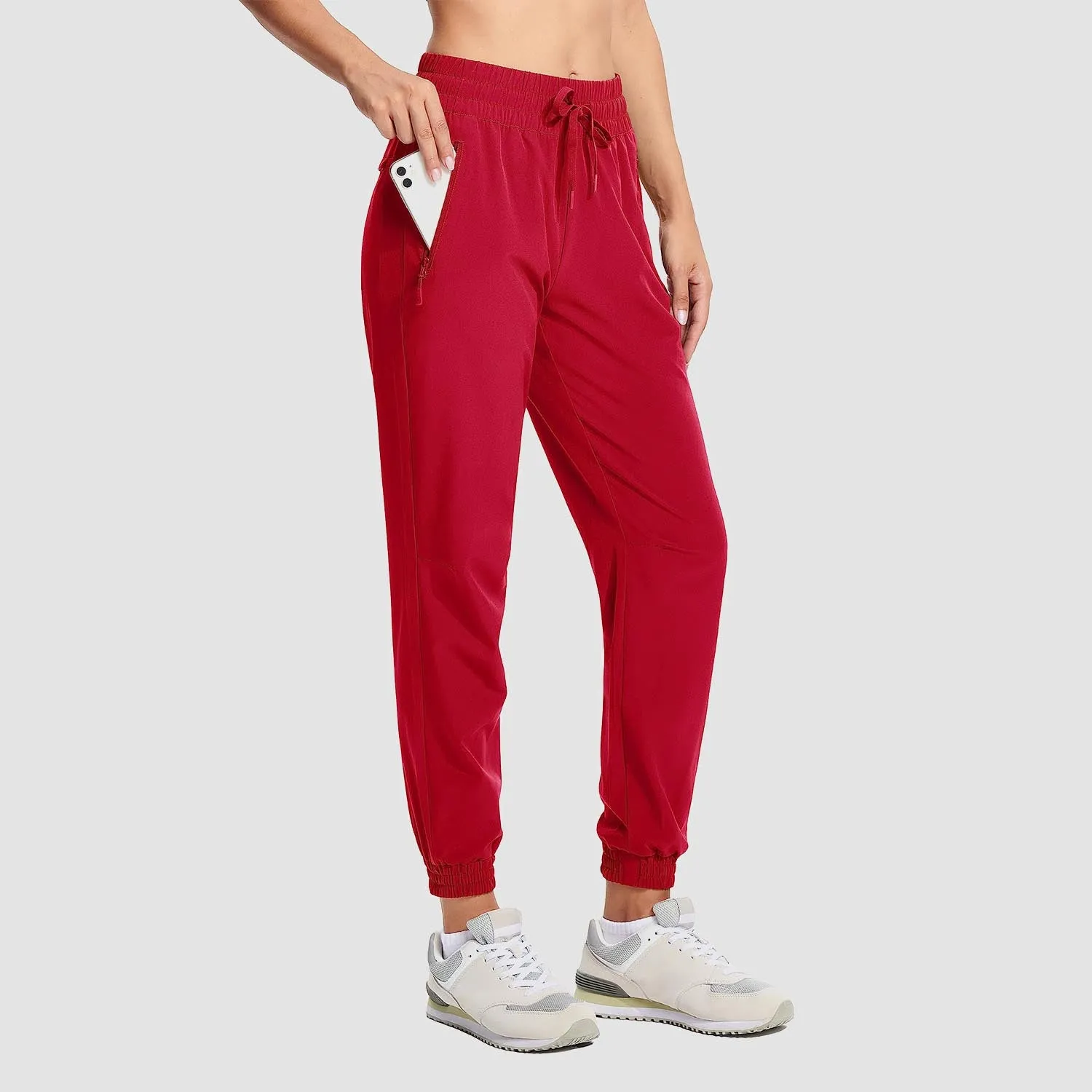 Women's Hiking Joggers Lightweight Running Pants Water Resistant Athletic Tapered Travel Sweatpants Pockets