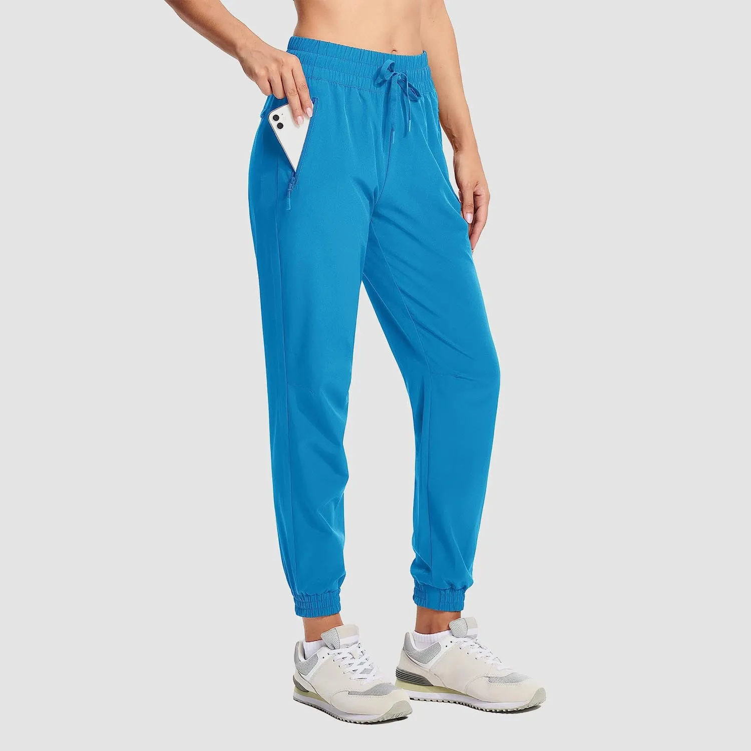 Women's Hiking Joggers Lightweight Running Pants Water Resistant Athletic Tapered Travel Sweatpants Pockets