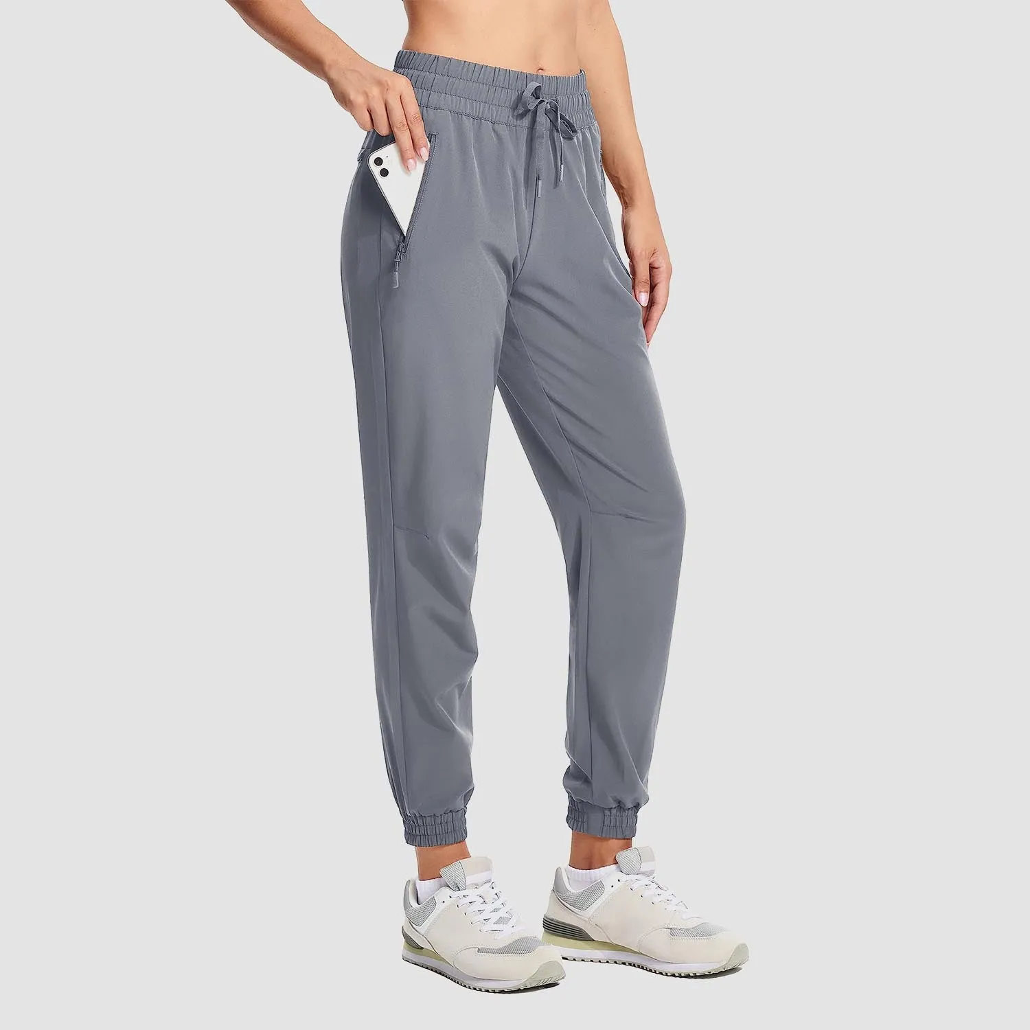 Women's Hiking Joggers Lightweight Running Pants Water Resistant Athletic Tapered Travel Sweatpants Pockets