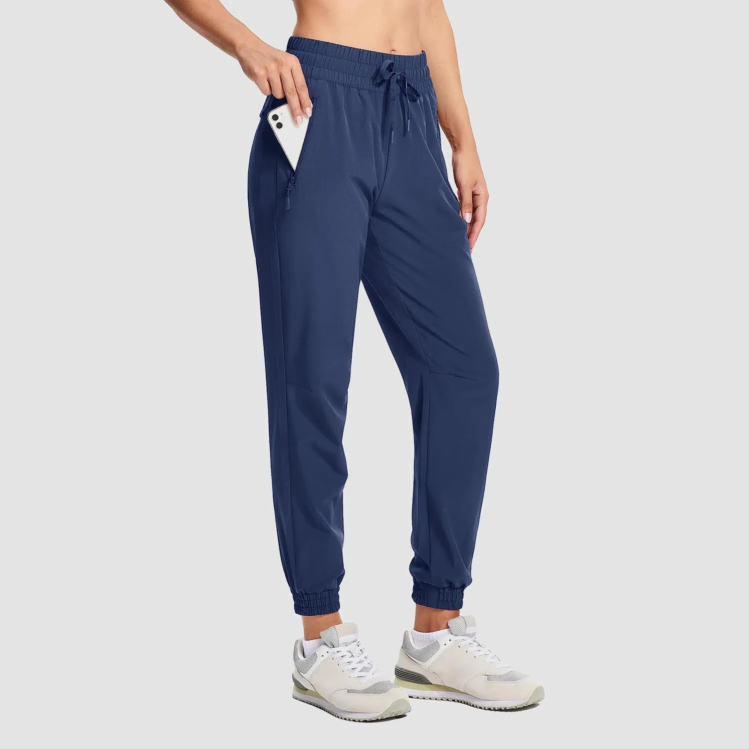 Women's Hiking Joggers Lightweight Running Pants Water Resistant Athletic Tapered Travel Sweatpants Pockets