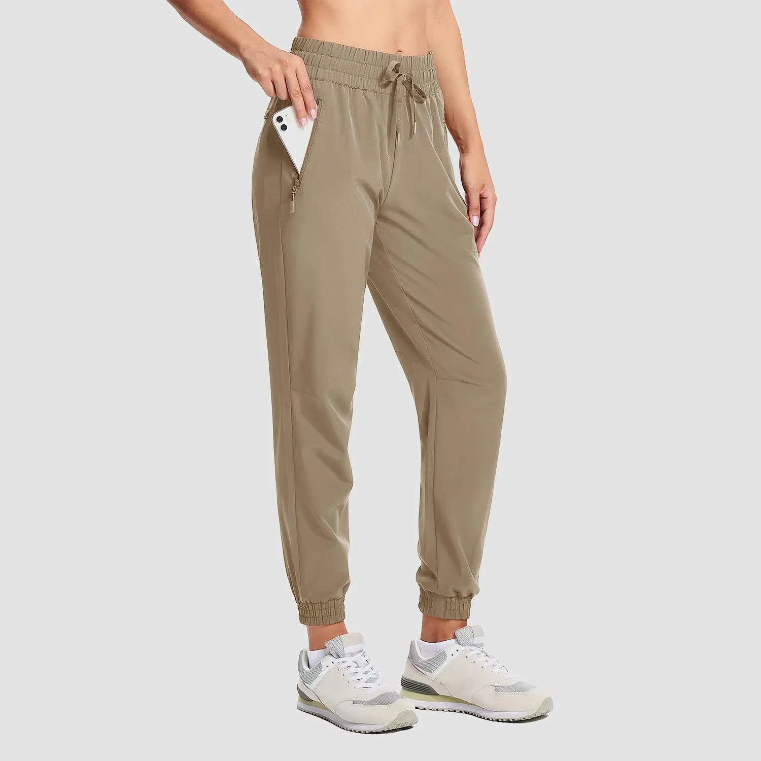 Women's Hiking Joggers Lightweight Running Pants Water Resistant Athletic Tapered Travel Sweatpants Pockets