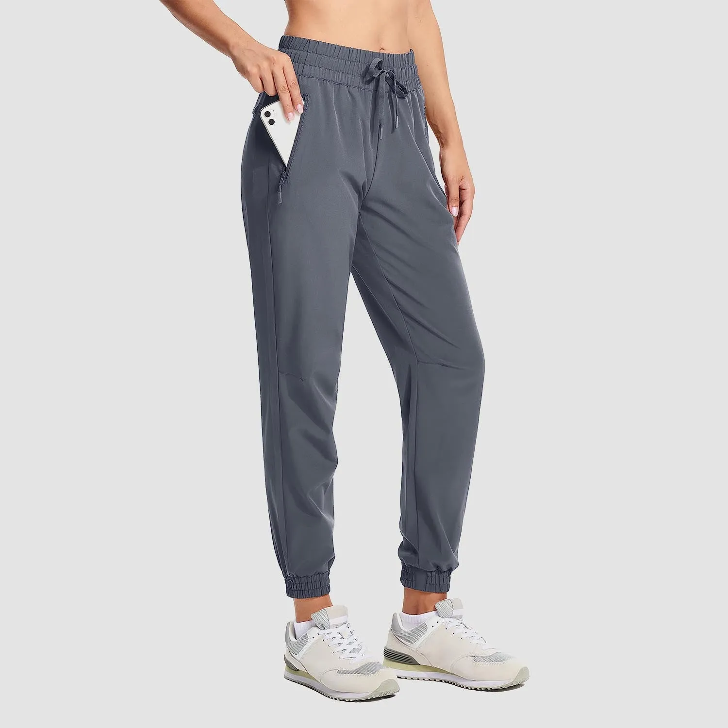 Women's Hiking Joggers Lightweight Running Pants Water Resistant Athletic Tapered Travel Sweatpants Pockets