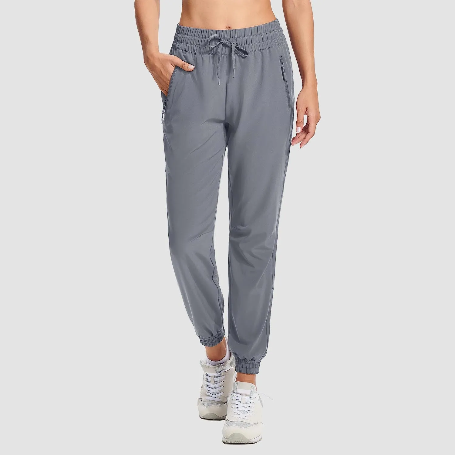Women's Hiking Joggers Lightweight Running Pants Water Resistant Athletic Tapered Travel Sweatpants Pockets