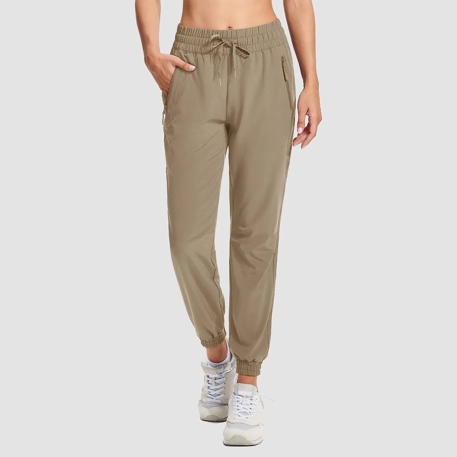 Women's Hiking Joggers Lightweight Running Pants Water Resistant Athletic Tapered Travel Sweatpants Pockets