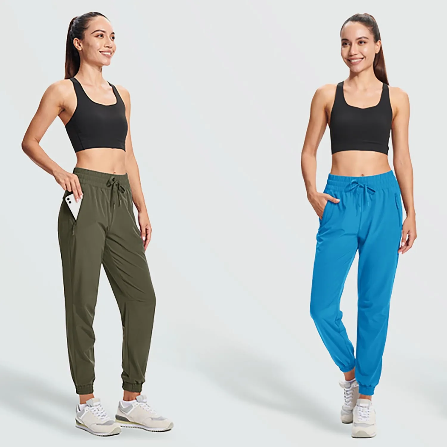 Women's Hiking Joggers Lightweight Running Pants Water Resistant Athletic Tapered Travel Sweatpants Pockets