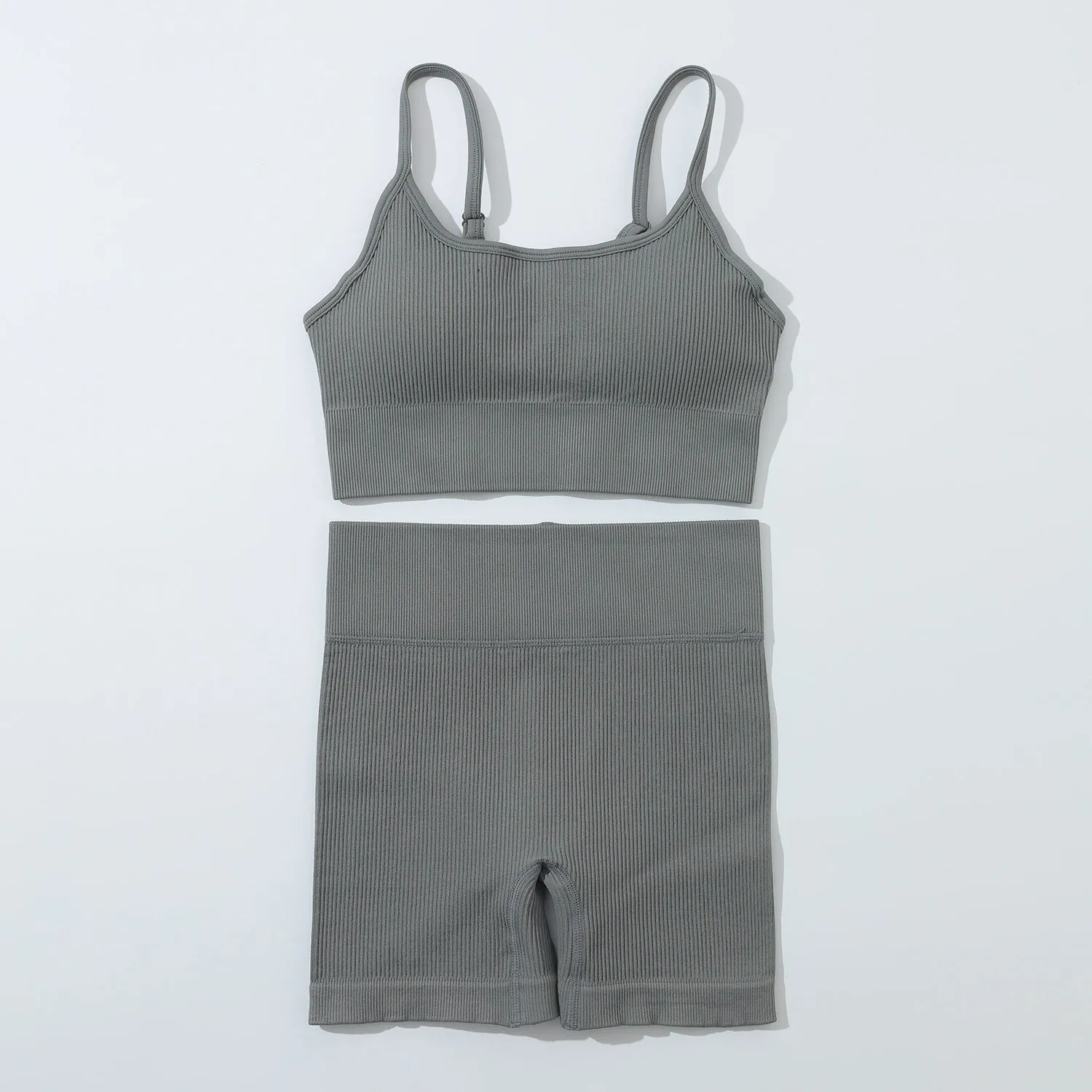 Women's seamless knitted yoga wear 2Pcs