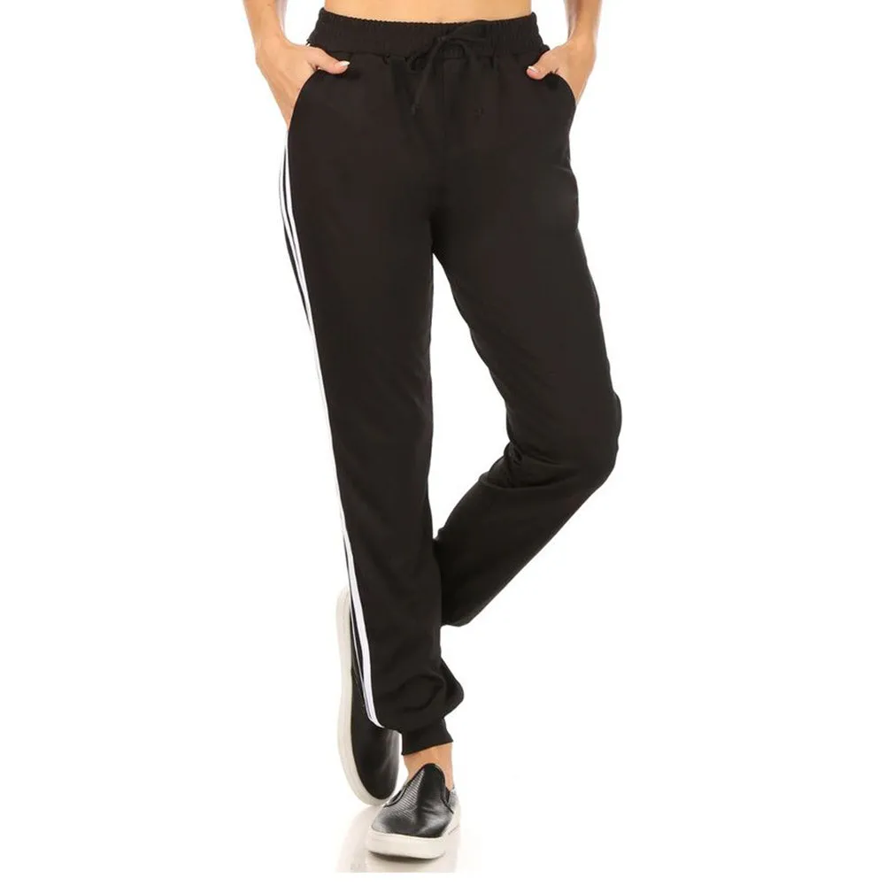 Womens Sweat Jogger Pants High Rise Loose Fit Elastic Waist Straight Leg Pants