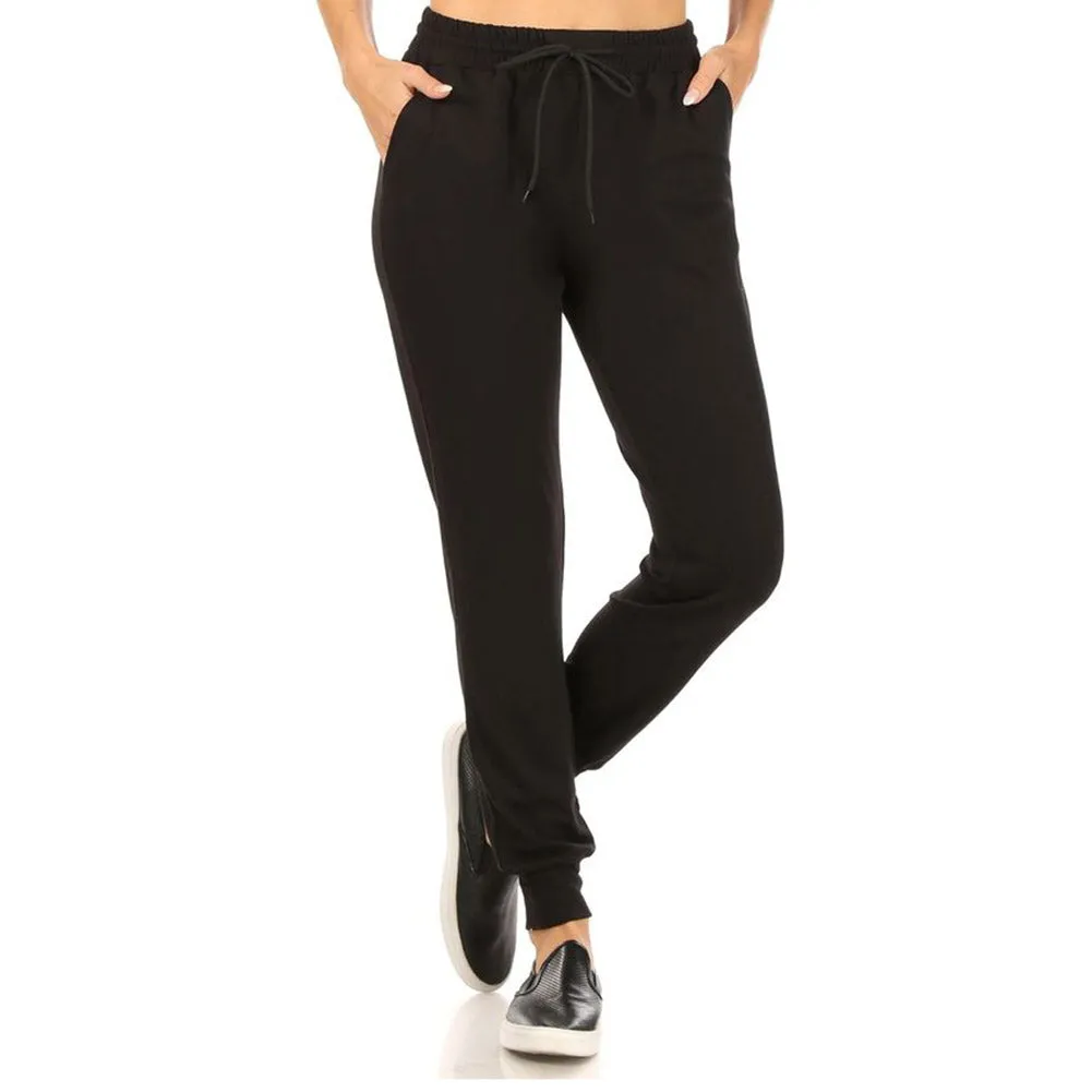 Womens Sweat Jogger Pants High Rise Loose Fit Elastic Waist Straight Leg Pants