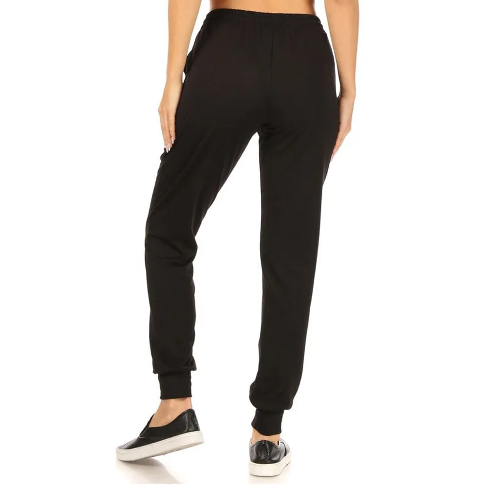 Womens Sweat Jogger Pants High Rise Loose Fit Elastic Waist Straight Leg Pants
