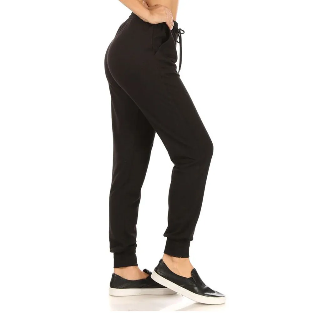 Womens Sweat Jogger Pants High Rise Loose Fit Elastic Waist Straight Leg Pants