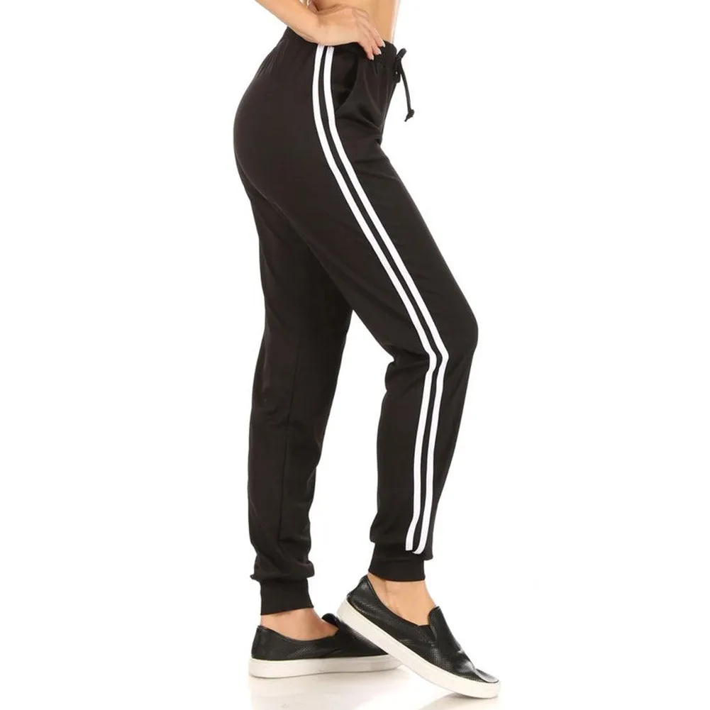 Womens Sweat Jogger Pants High Rise Loose Fit Elastic Waist Straight Leg Pants