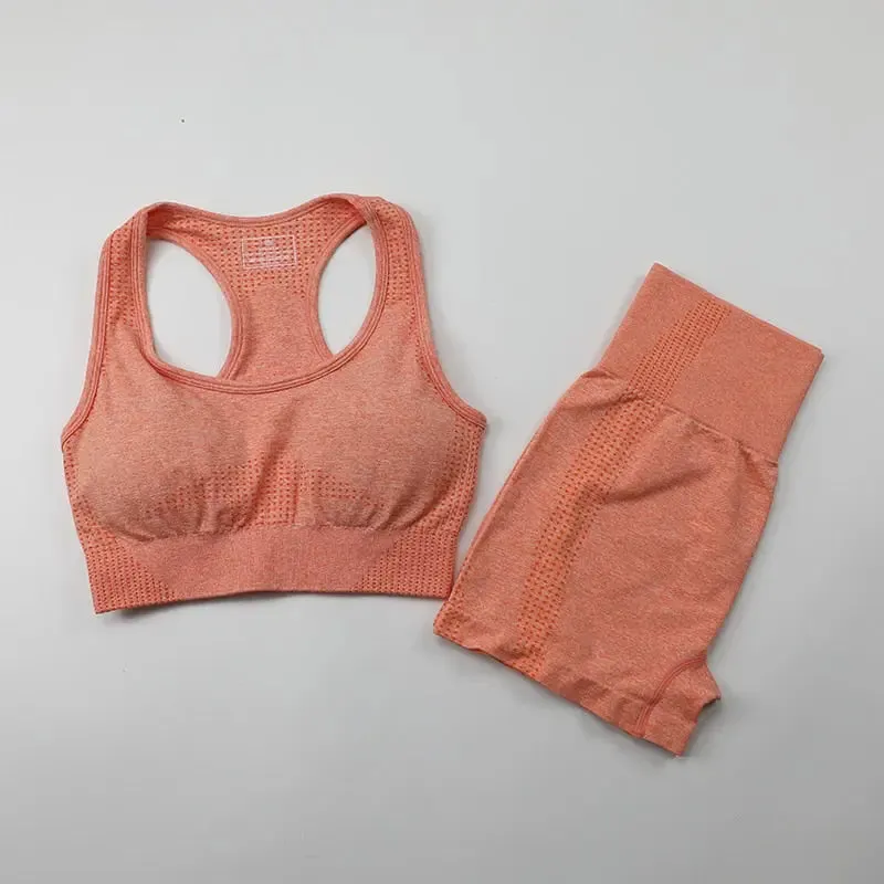 Workout Clothes For Women Yoga Sports Suits Sport Bra Top High Waist Fitness Shorts 2-Piece Gym Set Running Sportswear