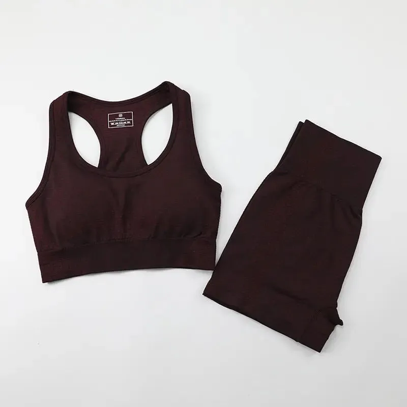 Workout Clothes For Women Yoga Sports Suits Sport Bra Top High Waist Fitness Shorts 2-Piece Gym Set Running Sportswear
