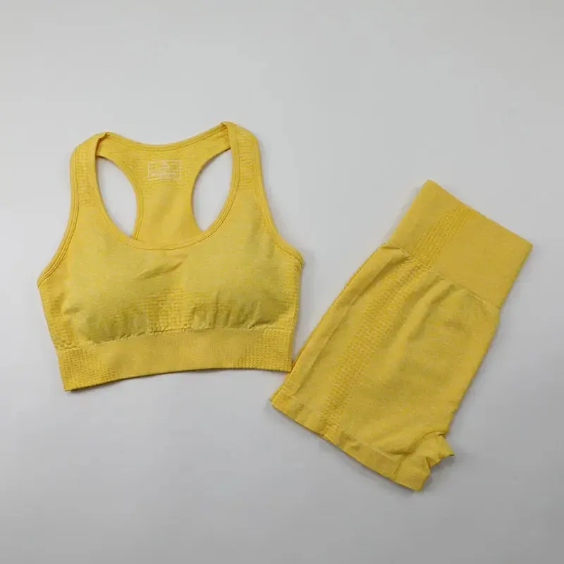 Workout Clothes For Women Yoga Sports Suits Sport Bra Top High Waist Fitness Shorts 2-Piece Gym Set Running Sportswear