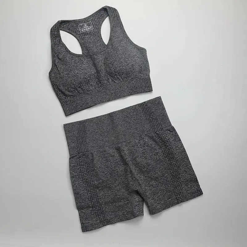 Workout Clothes For Women Yoga Sports Suits Sport Bra Top High Waist Fitness Shorts 2-Piece Gym Set Running Sportswear