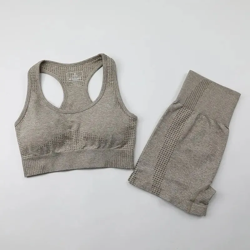 Workout Clothes For Women Yoga Sports Suits Sport Bra Top High Waist Fitness Shorts 2-Piece Gym Set Running Sportswear