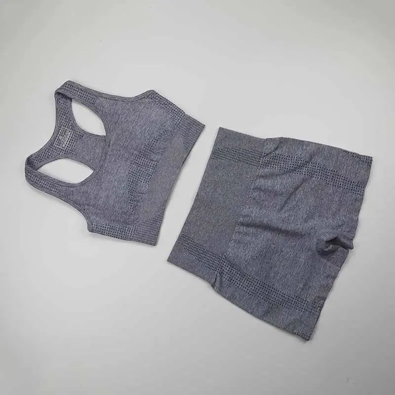 Workout Clothes For Women Yoga Sports Suits Sport Bra Top High Waist Fitness Shorts 2-Piece Gym Set Running Sportswear