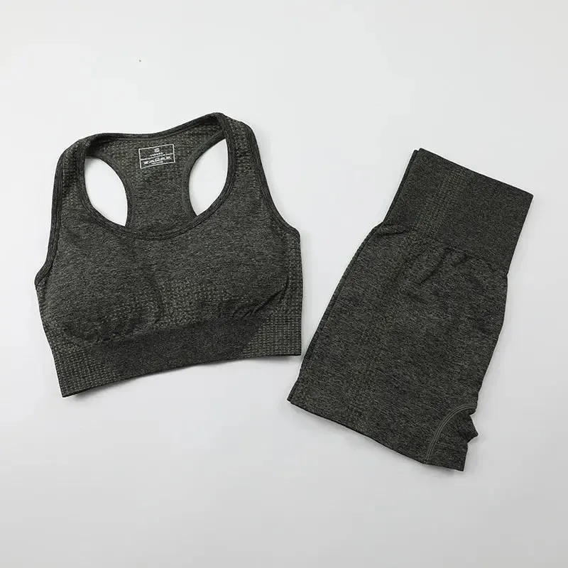 Workout Clothes For Women Yoga Sports Suits Sport Bra Top High Waist Fitness Shorts 2-Piece Gym Set Running Sportswear