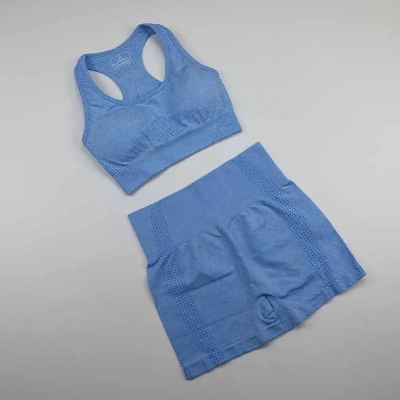 Workout Clothes For Women Yoga Sports Suits Sport Bra Top High Waist Fitness Shorts 2-Piece Gym Set Running Sportswear