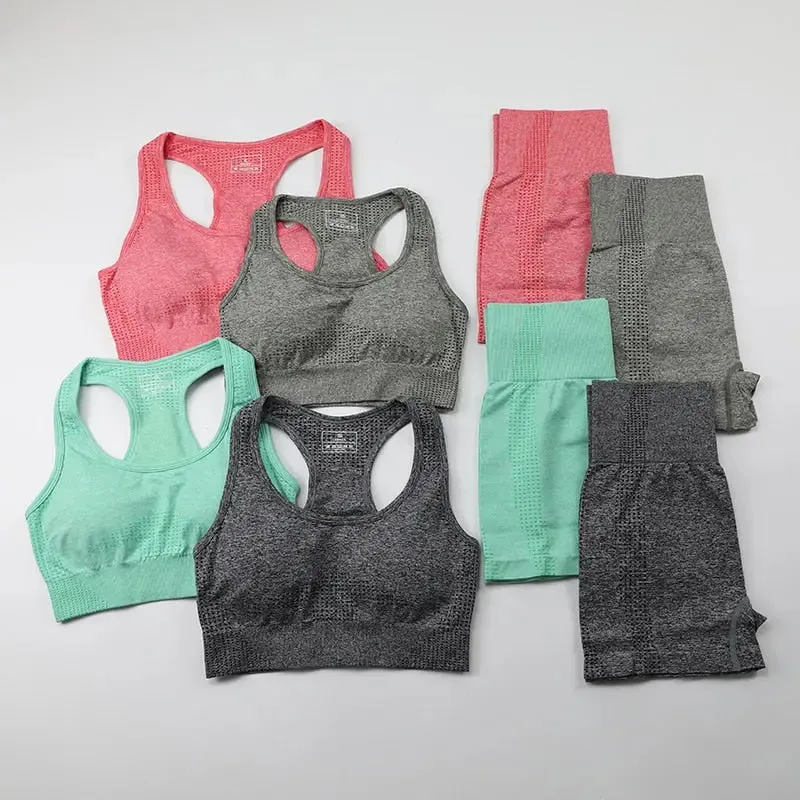 Workout Clothes For Women Yoga Sports Suits Sport Bra Top High Waist Fitness Shorts 2-Piece Gym Set Running Sportswear